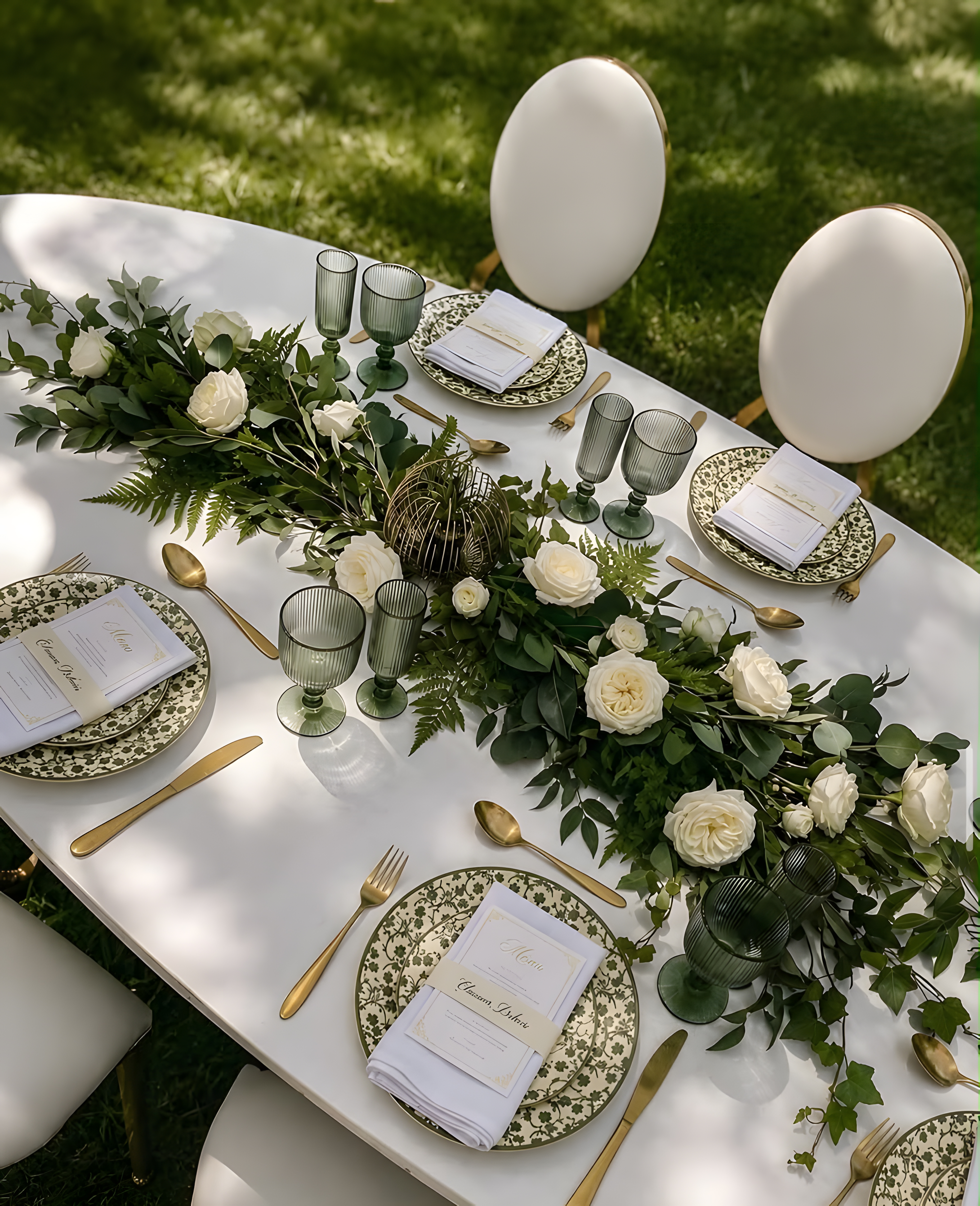 Outdoor garden table setting